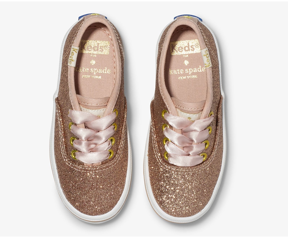 Kids Keds Sneakers - Kate Spade new york Champion Glitter - Rose Gold - 9524-ATRLK